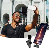 Type C Uyumlu İphone Dönüştürücülü Kablosuz Yaka Mikrofonu Android ve İphone Uyumlu Mini Mikrofon - 1