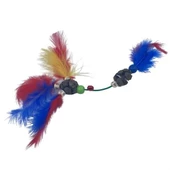 Tüylü Tahta Boncuklu Zilli Kedi Oyuncağı Çok Renkli Kedi Oyuncak - 1