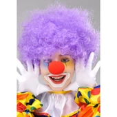 Mor Renk Kıvırcık Bonus Peruk ve Kırmızı Burun Seti - 2