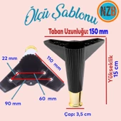 Mobilya Çekyat Kanepe Komidin Sehpa TV Ünitesi Koltuk Ayağı 15 cm Siyah Altın Baza Ayak 4 Adet - 2