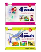 Masal Kahramanları ve Dinozorlar Mini Puzzle 2li Set - 1