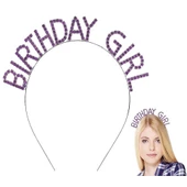 Mor Renk Kristal Taşlı Parlak Birthday Girl Yazılı Taç thumbnail 5