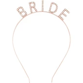 Rose Gold Bekarlığa Veda Kristal Taş Bride Tacı thumbnail 2