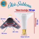 Mobilya Çekyat Kanepe Komidin Sehpa TV Ünitesi Koltuk Ayağı 15 cm Beyaz Altın Baza Ayak 4 Adet thumbnail 2