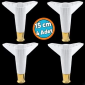 Mobilya Çekyat Kanepe Komidin Sehpa TV Ünitesi Koltuk Ayağı 15 cm Beyaz Altın Baza Ayak 4 Adet thumbnail 1