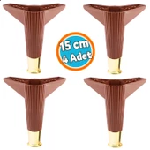 Mobilya Çekyat Kanepe Komidin Sehpa TV Ünitesi Koltuk Ayağı 15 cm Ceviz Altın Baza Ayak 4 Adet thumbnail 1