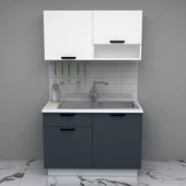 Visas Concept 120 Cm Gümüş Hazır Mutfak Dolabı (TEZGAH DAHİL) - 1