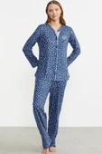 Sementa Minimal Desen Yumoş Önden Düğmeli Bayan Pijama Takım - 5