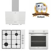 Altus Beyaz Cam Ankastre Set 510 Hw - 181 W Çelik Ocak- 310 Hw (SU Arıtma Sürahi Hediyeli) thumbnail 1