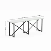 Eportatif Masa Takımı Bench Bank Masa Seti 120x60 Masa Mutfak Masası Yemek Masası Beyaz 1552 - 7