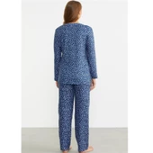 Sementa Minimal Desen Yumoş Önden Düğmeli Bayan Pijama Takım - 3