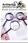 Büyüteç 50 mm 1 Adet 5x Plastik Sap Çerçeveli Büyüteç Merçek Okul Büro Ofis - 2