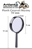Büyüteç 50 mm 1 Adet 5x Plastik Sap Çerçeveli Büyüteç Merçek Okul Büro Ofis - 1