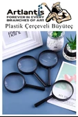 Büyüteç 50 mm 1 Adet 5x Plastik Sap Çerçeveli Büyüteç Merçek Okul Büro Ofis - 3