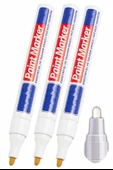 Beyaz Keçeli Markör Kalem 3 Adet Yağlı Bazlı Kalıcı Marker Kalem Hızlı Kuruma Cam Metal Lastik Seramik Ahşap Taş Plastik - 1