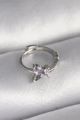316L Çelik Gümüş Renk Zirkon Taşlı Kelebek Model Tragus Piercing - TJ-PR1329 - 1
