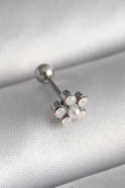 316L Çelik Gümüş Renk Zirkon Taşlı Çiçek Model Tragus Piercing - TJ-PR1283 - 1