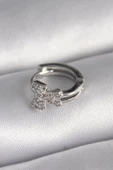 316L Çelik Gümüş Renk Zirkon Taşlı Kurdele Model Tragus Piercing - TJ-PR1335 - 1