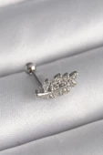 316L Çelik Gümüş Renk Zirkon Taşlı Dal Tragus Piercing - TJ-PR1259 - 1
