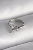 316L Çelik Gümüş Renk Zirkon Taşlı Kelebek Model Tragus Piercing - TJ-PR1327 - 1
