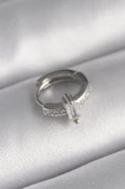 316L Çelik Gümüş Renk Zirkon Taşlı Tragus Piercing - TJ-PR1307 - 1