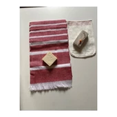 Gelin Hamamı Seti, Premium Peştemal , Ponza Topuk Taşı, Doğal Zeytinyağı Sabun, Kese 4lü Set - 3