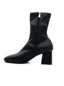 Potinonline K900 Kadın Küt Burun Streç Kalın Topuk Bot - 4