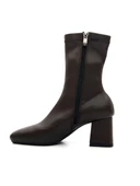 Potinonline K900 Kadın Küt Burun Streç Kalın Topuk Bot - 12