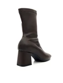 Potinonline K900 Kadın Küt Burun Streç Kalın Topuk Bot - 11