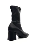 Potinonline K900 Kadın Küt Burun Streç Kalın Topuk Bot - 3