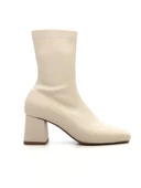 Potinonline K900 Kadın Küt Burun Streç Kalın Topuk Bot - 5