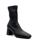 Potinonline K900 Kadın Küt Burun Streç Kalın Topuk Bot - 2