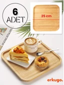 6 Adet Bambu Kare Servis Tabağı, Sunum Seti (25x25 cm) - 1