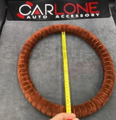 Tay Tüyü Peluş Geçme Direksiyon Kılıfı-Spor Görünüm-Kahverengi-İç 32-Dış 38cm - 3