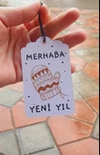 Yılbaşı delikli kart 6 adet -türkçe model - Yeni yıl hediye kartı - Yılbaşı kartı - yeni yıl tebrik kartı / not kartı / özel gün - 1