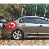 Honda Civic FD6 2006-2011 Uyumlu Kelebek Cam Izgarası Kelebek Cam Vizörü Havalandırma Sağ Sol Takım Parlak Siyah thumbnail 4