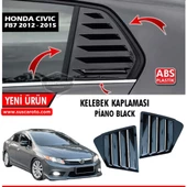Honda Civic FB7 2012-2016 Uyumlu Kelebek Cam Izgarası Kelebek Cam Vizörü Havalandırma Sağ Sol Takım Parlak Siyah thumbnail 1