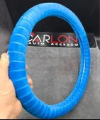 Tay Tüyü Peluş Geçme Direksiyon Kılıfı-Spor Görünüm-Mavi-İç 32-Dış 38cm - 1
