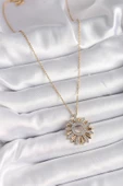 Gold Renk Zincir Zirkon Taşlı Mix Renk Güneş Model Kadın Kolye - EBJ241123W29325 thumbnail 2