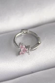 Gümüş Renk Pembe Zirkon Taşlı Kelebek Model Tragus Piercing - EBJ241123W29482 - 1