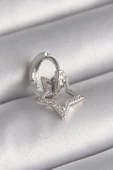 Gümüş Renk Zirkon Taşlı Sallantı Yıldız Model Tragus Piercing - EBJ241123W29468 - 1