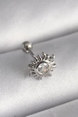 Gümüş Renk Zirkon Taşlı Güneş Tragus Piercing - EBJ241123W29430 - 1