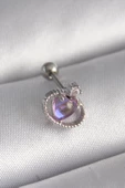 Gümüş Renk Mor Mineli Kalp Zirkon Taş Detay Tragus Piercing - EBJ241123W29424 thumbnail 1