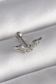 Gümüş Renk Zirkon Taş Detay Kanat Model Tragus Piercing - EBJ241123W29442 - 1