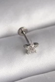 Gümüş Renk Zirkon Taşlı Yıldız Model Tragus Piercing - EBJ241123W29502 - 1