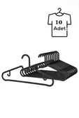 Mithra Life 10 Adet Plastik Siyah Elbise Gömlek Pantolon Askısı MIT1128 - 1