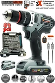 Germany Style Alman Ms-658 84 Parça Kömürsüz Darbeli Çelik Mandren Matkap Akülü Vidalama - 2