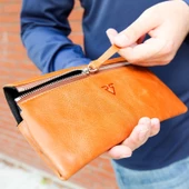 Rich Smith Gerçek Deri Mini Clutch El Çantası Pullers 5530 Parlak Bulutlu Taba - 1