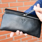 Rich Smith Gerçek Deri Mini Clutch El Çantası Pullers 5530 Parlak Arsel Siyah thumbnail 2