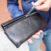 Rich Smith Gerçek Deri Mini Clutch El Çantası Pullers 5530 Parlak Arsel Siyah thumbnail 3